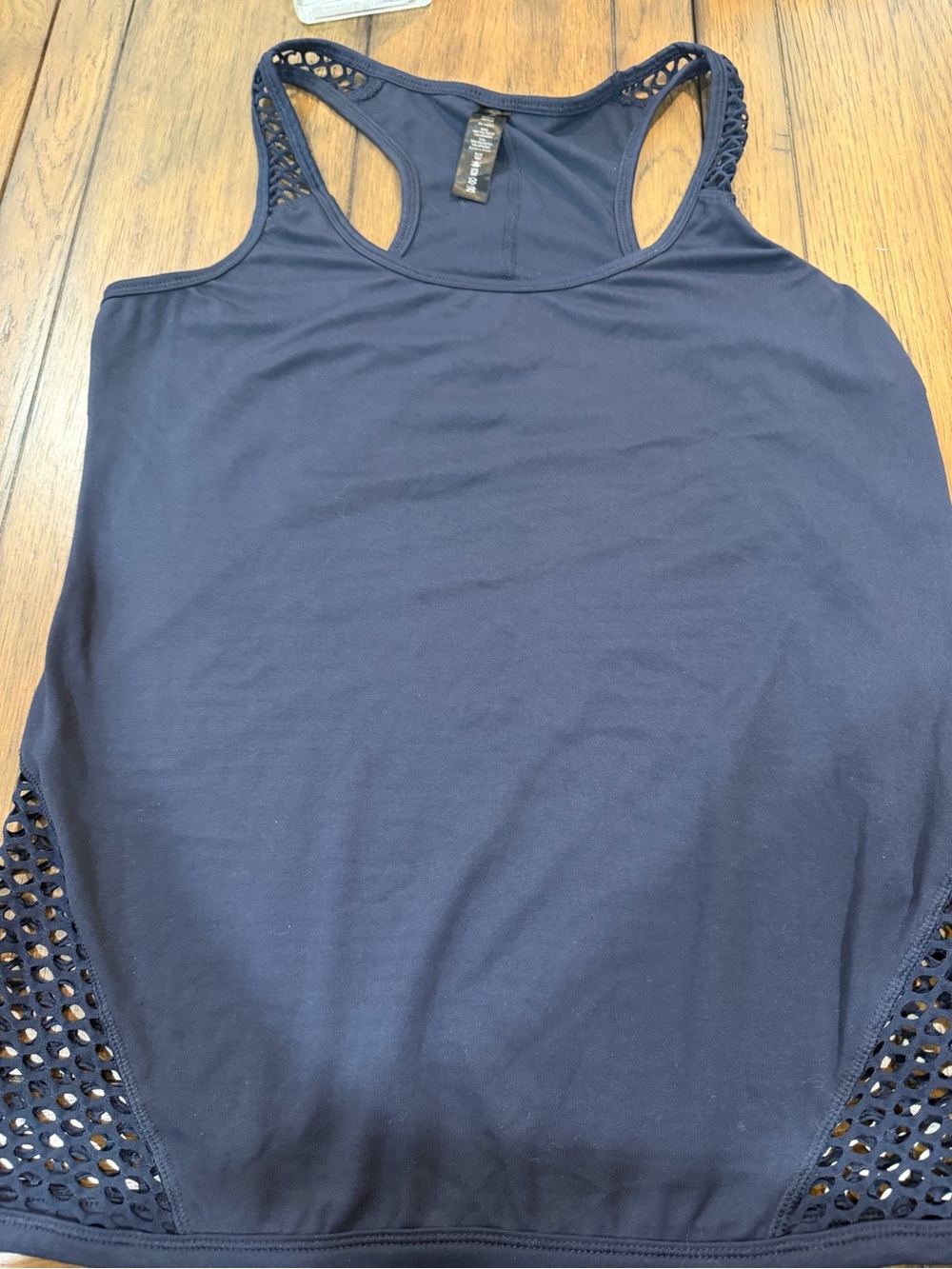 Yogalicious Navy Racerback Tank with Crochet Insets M